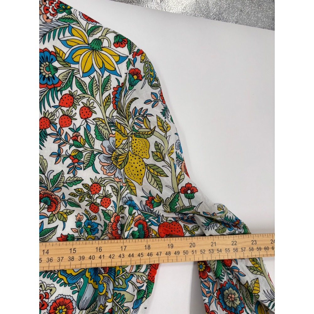 Boden Women Floral Fruit Print Shirt Dress US 10R White Strawberry Lemon Cotton - Picture 8 of 11